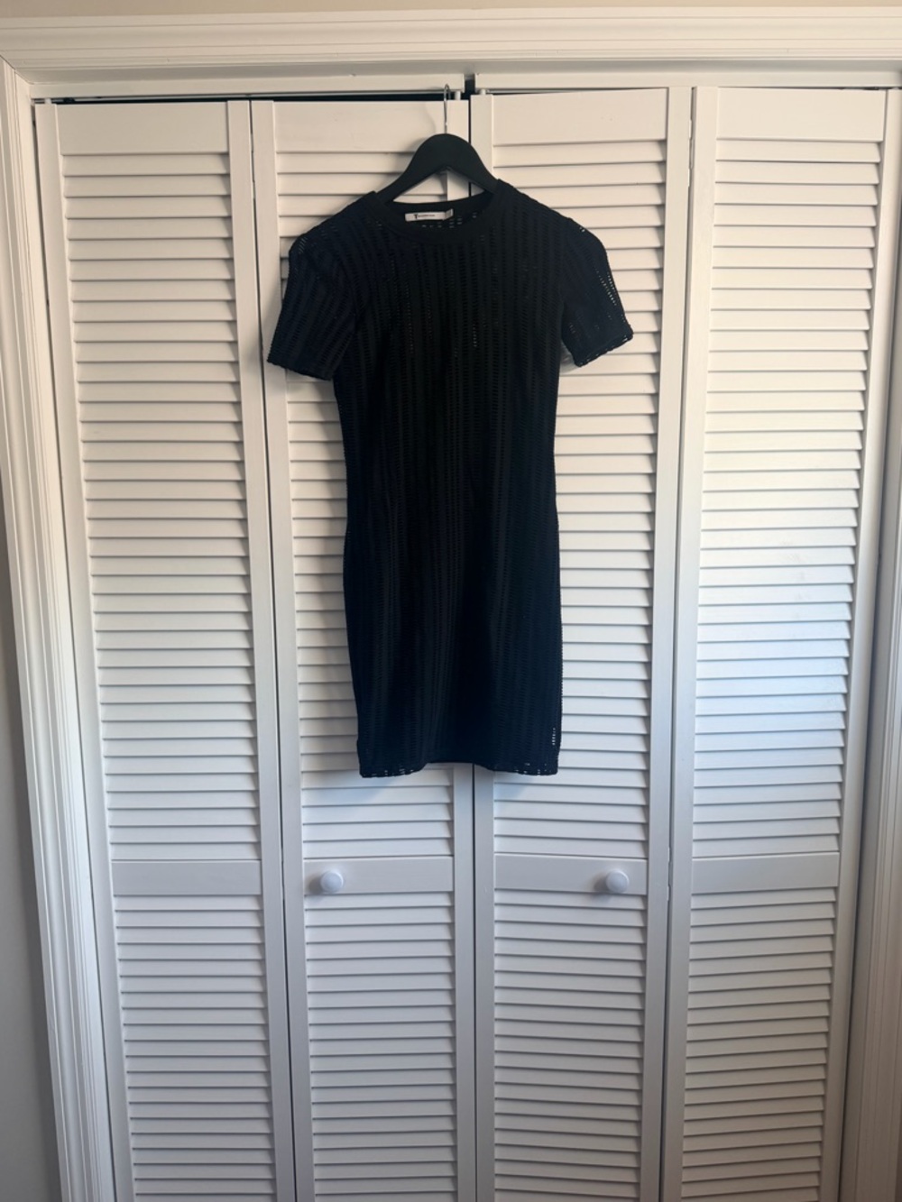 T BY ALEXANDER WANG Mesh Overlay Laser Cut Sheath Dress